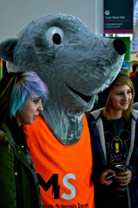 The MS Society Mascot at a recent volunteer fair